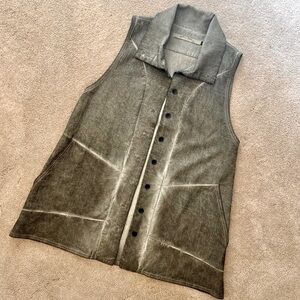 Cynthia Ashby Olive Green Sleeveless Jacket Vest Artsy Hippie Boho